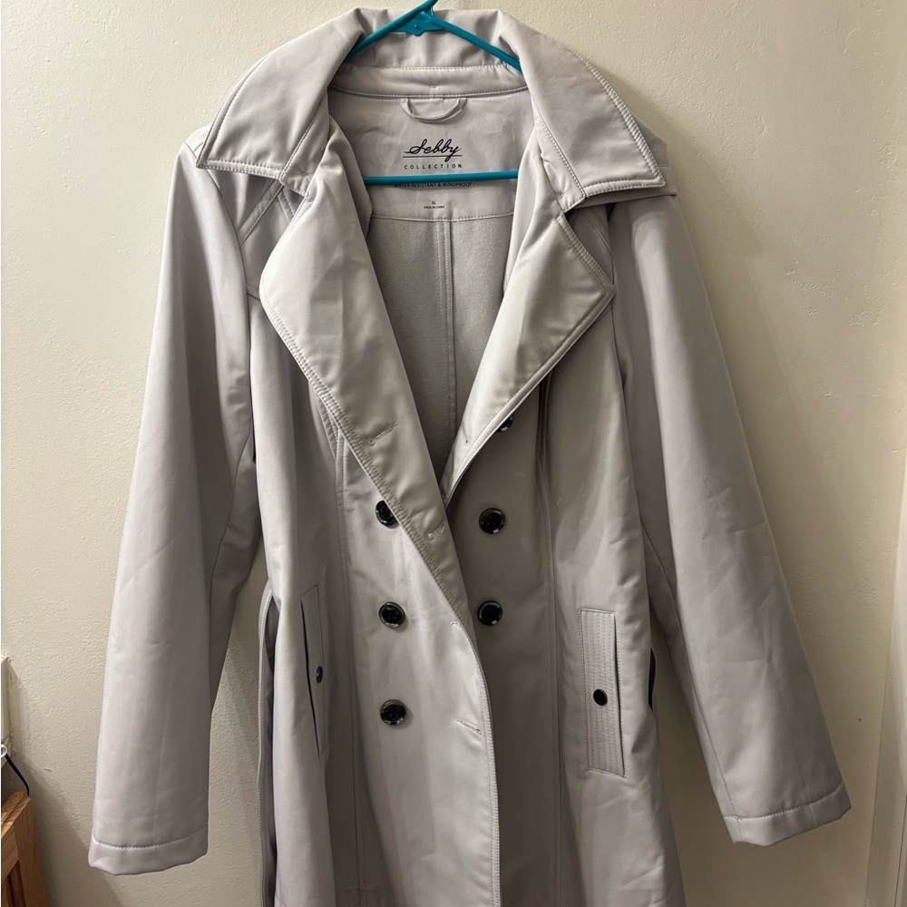 Sebby Light Gray Double-Breasted Trench Coat